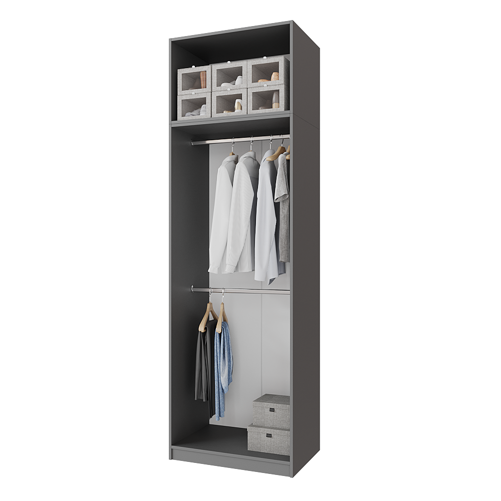 Шкаф распашной с антресолью Меблітренд Чиназес Чиа-800.5 800х500х2550 мм Графитовый/Белый (26841476) - фото 3 Шкаф распашной с антресолью Меблітренд Чиназес Чиа-800.5 800х500х2550 мм Графитовый/Белый (26841476) - фото 3