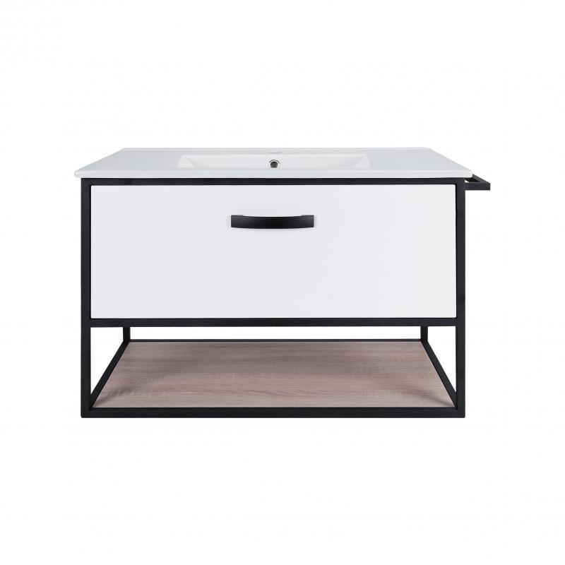 Комплект тумба подвесная и раковина врезная Q-tap Taurus 800х580х437 White/Whitish oak (QT2472TPT803WWO)
