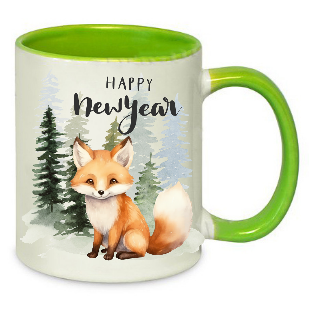 Чашка с принтом "Новий рік 2025" 330 мл Белый с салатовым (001311)