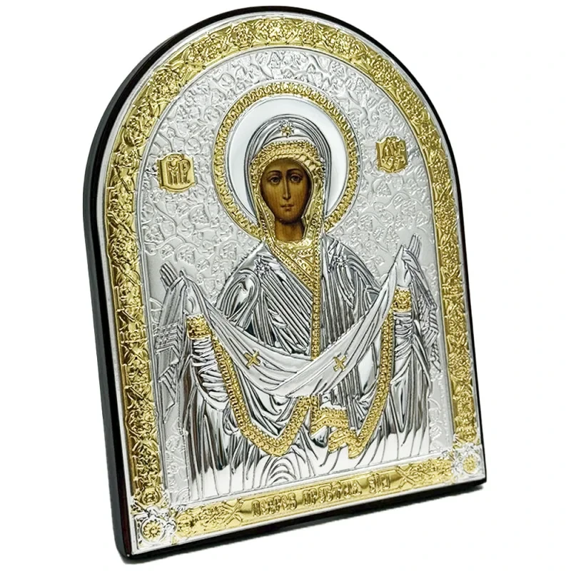 Ікона Свята Богородиця Покрова арочна посріблена (6706/2) - фото 2