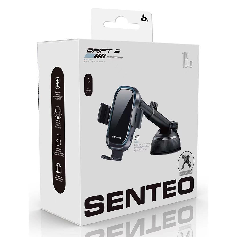 Автотримач/Holder Wireless Senteo SH-02 DRIFT 2 15W на плоску поверхню Чорний (890039)