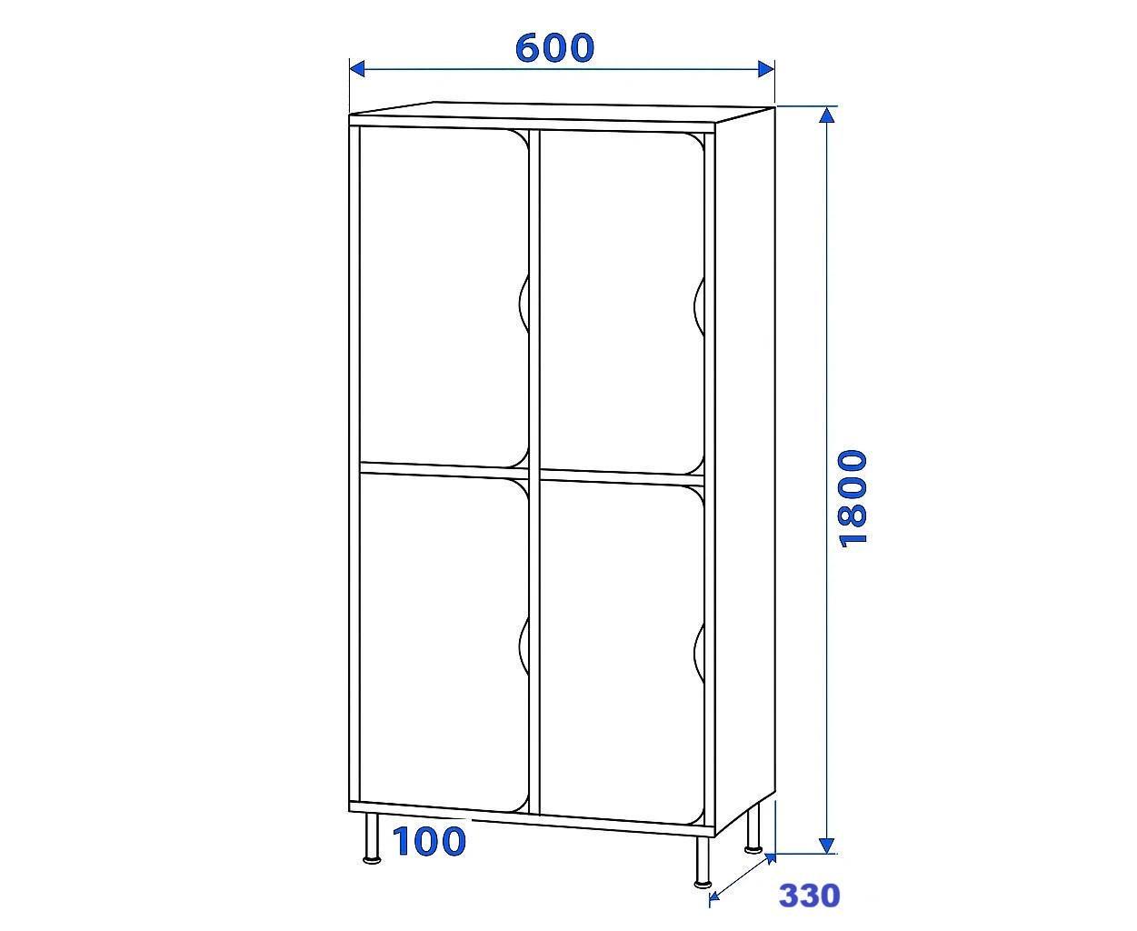 Шафа 4 секцій DS-56 на металевих регульованих опорах Лаванда/Білий - фото 2 Шафа 4 секцій DS-56 на металевих регульованих опорах Лаванда/Білий - фото 2