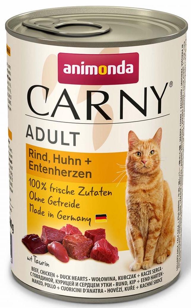 Корм влажный для кошек Animonda Carny с говядиной/курицей и утиными сердцами 400 г (1830807775)