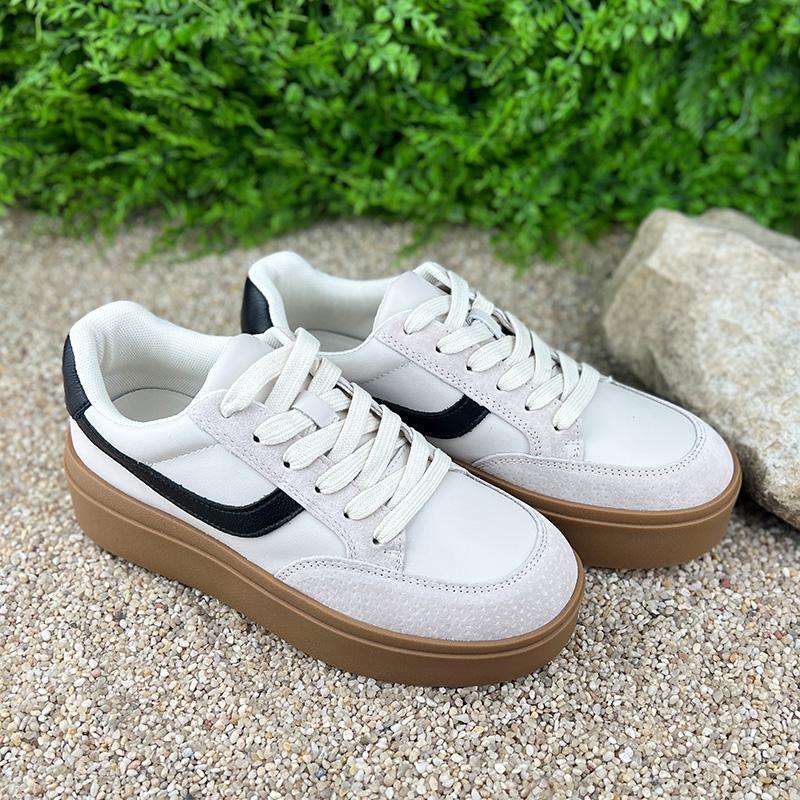 Кеди жіночі шкіряні на платформі Е-007001-1 p. 36 23 см Бежевий - фото 3 Кеди жіночі шкіряні на платформі Е-007001-1 p. 36 23 см Бежевий - фото 3