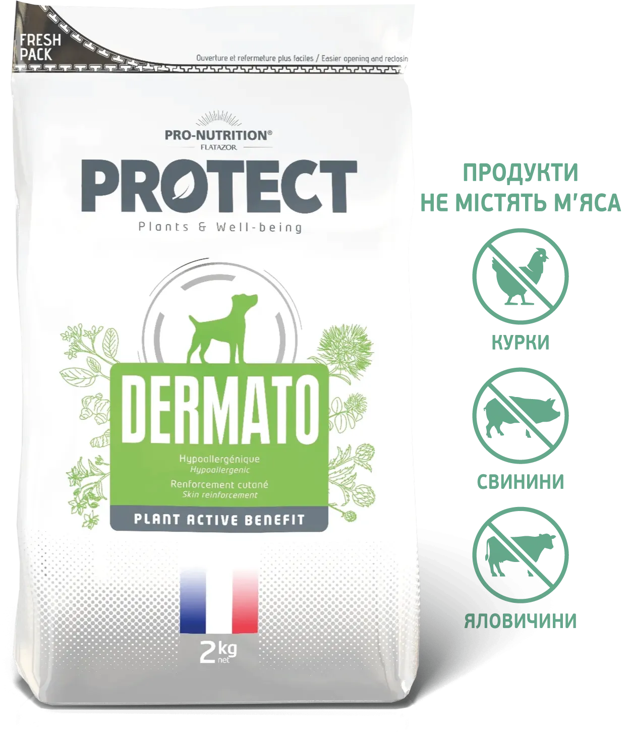 Корм лечебный Pro-Nutrition Flatazor PROTECT CHIEN DERMATO при заболеваниях кожи гипоаллергенный 12 кг - фото 2