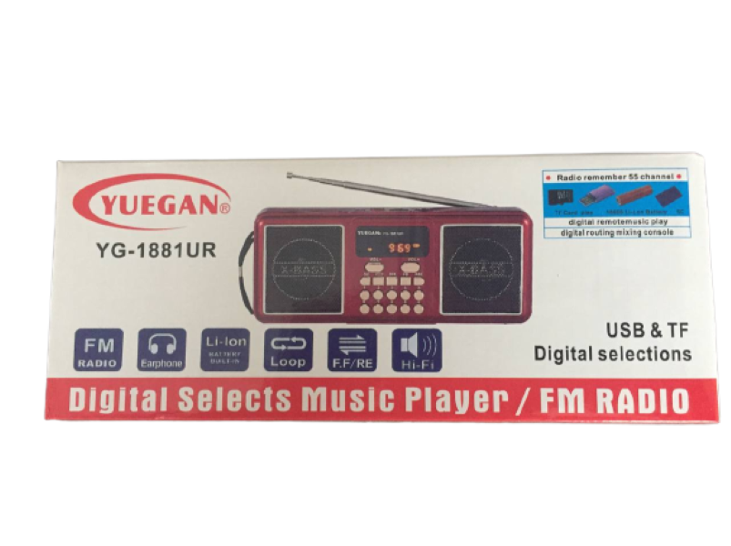 Портативний радіоприймач Yuegan YG-1881UR FM/SD/MP3 Чорний - фото 3