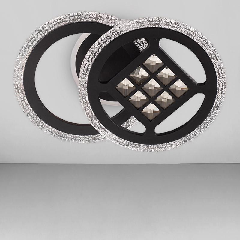 Потолочная люстра LED без пульта Light House SC-18241/2C 3000-6500K 64W+14W 390х270х120 мм Черный