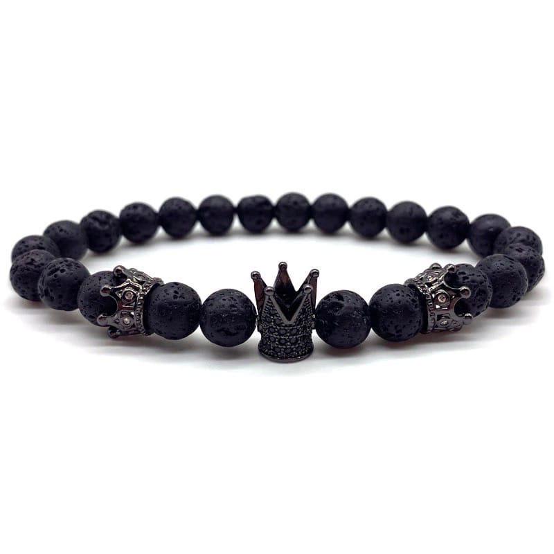 Браслет із лавового каменю з коронами р. 22 (20024)