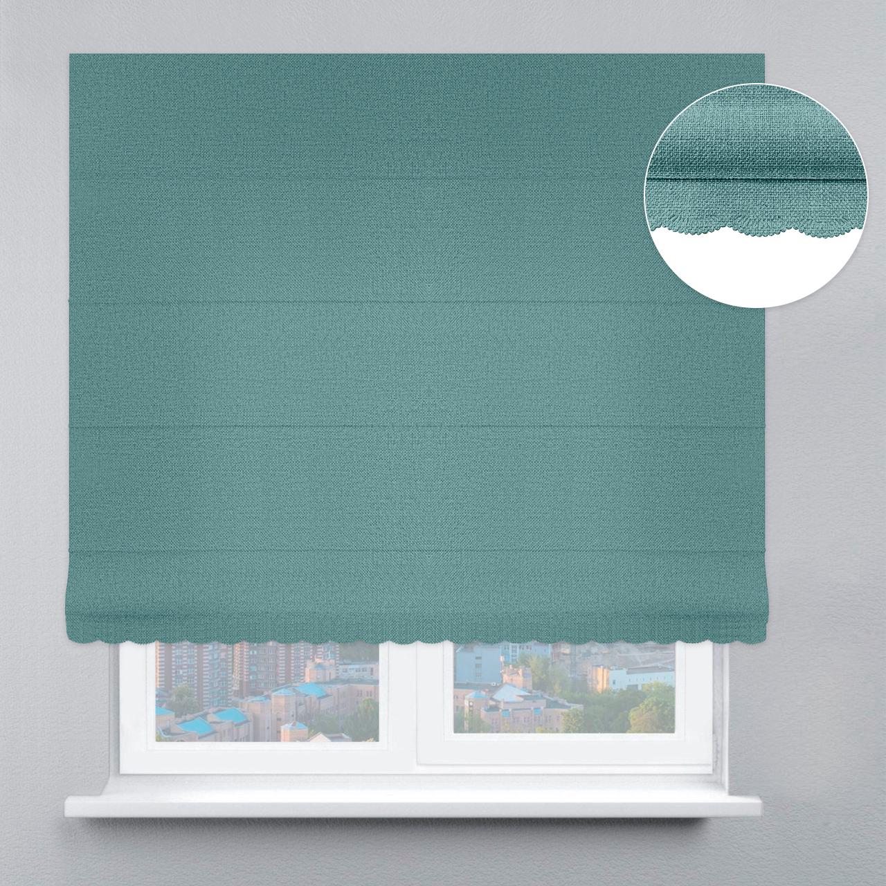 Римская штора рогожка димаут с цепочным карнизом с ажуром 190х170 см Бирюзовый