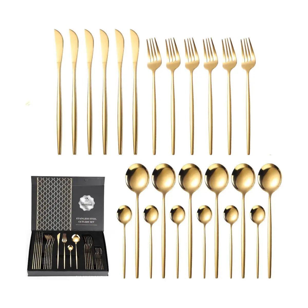 Набор столовых приборов Gold Kitchen Ware на 6 персон 24 шт. Золотистый