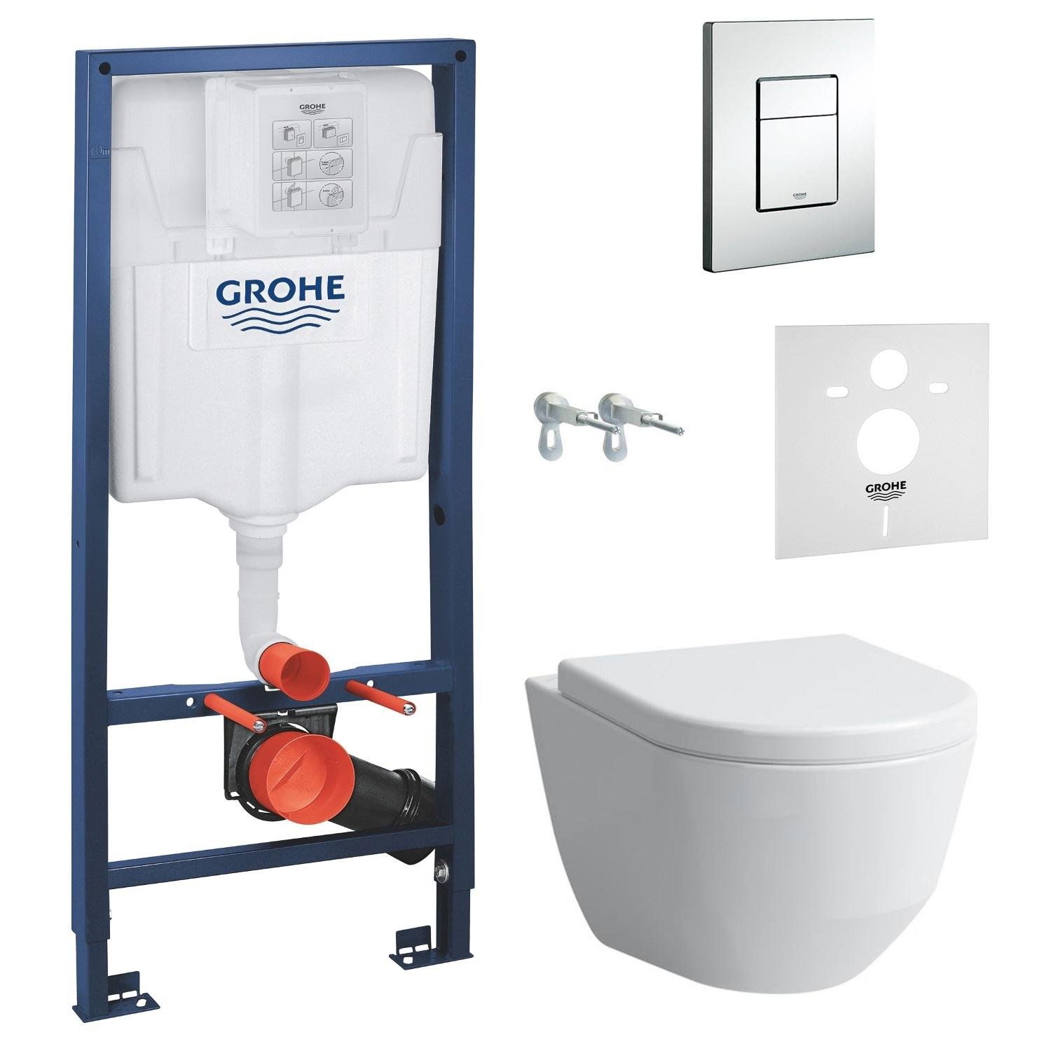 Комплект инсталляции Grohe Rapid SL H8619570000001+38772001+37131000 с унитазом кнопка Хром (71940)