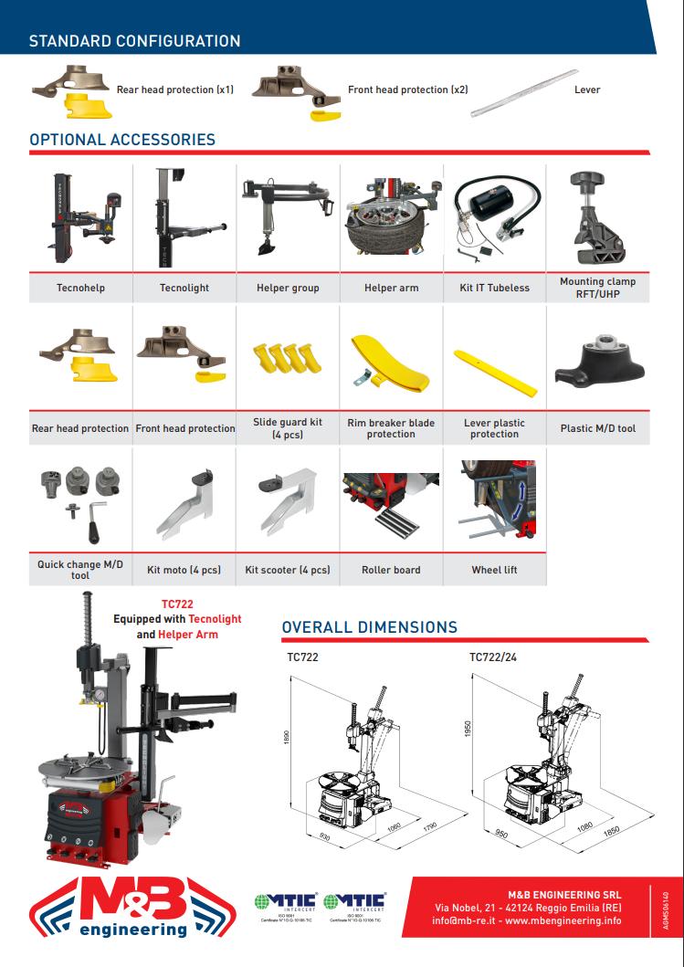 Стенд шиномонтажний M&B Engineering TC 722/24/PG автоматичний 380В 10-27" - фото 7