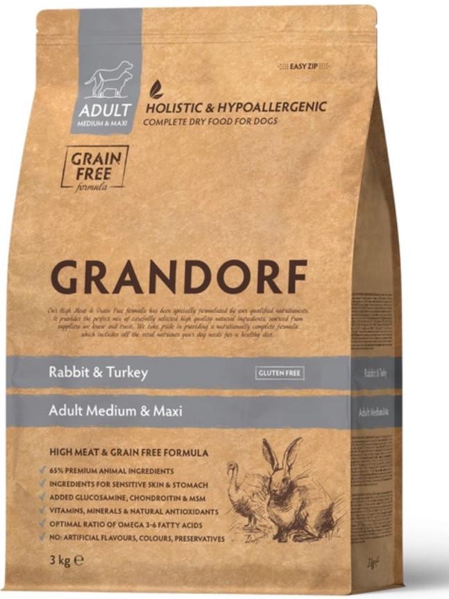 Корм сухой-холистик для взрослых собак всех пород Grandorf Rabbit and Potato All Breeds с кроликом 3 кг (9029)