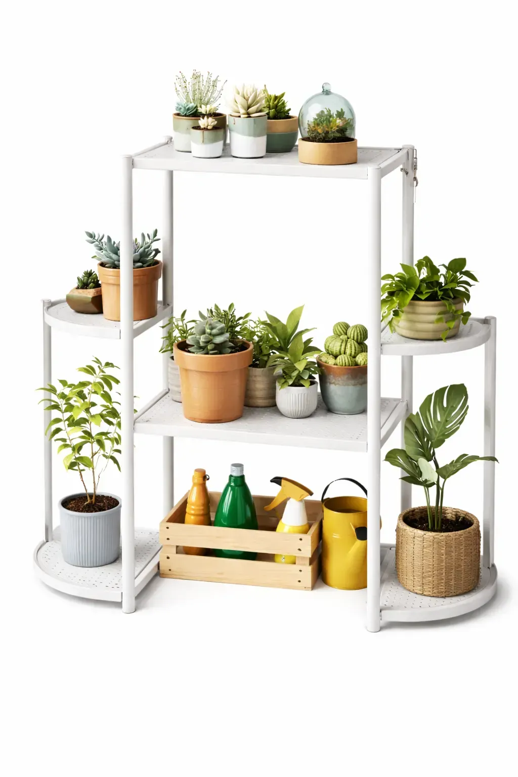 Подставка для цветов напольная металлическая на 6 отделений Белый