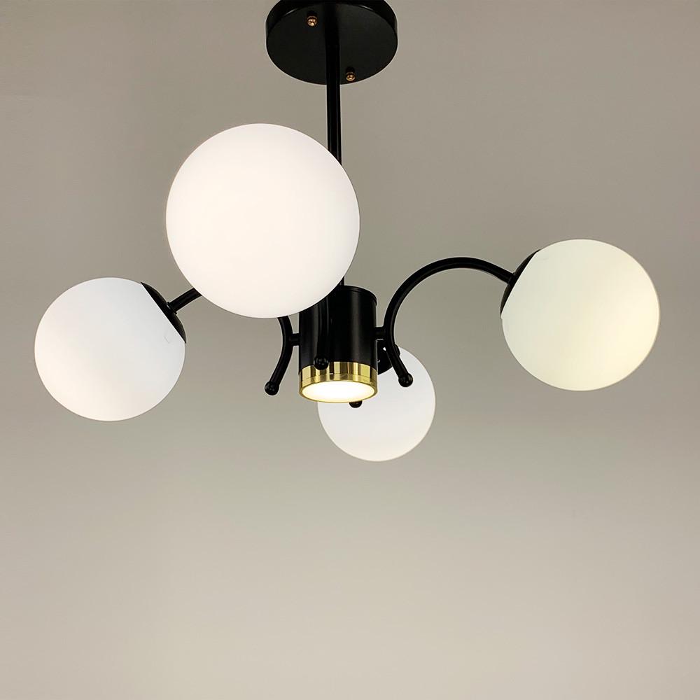 Люстра потолочная на 4 белых плафона Черный (K 19/4 BK) - фото 6