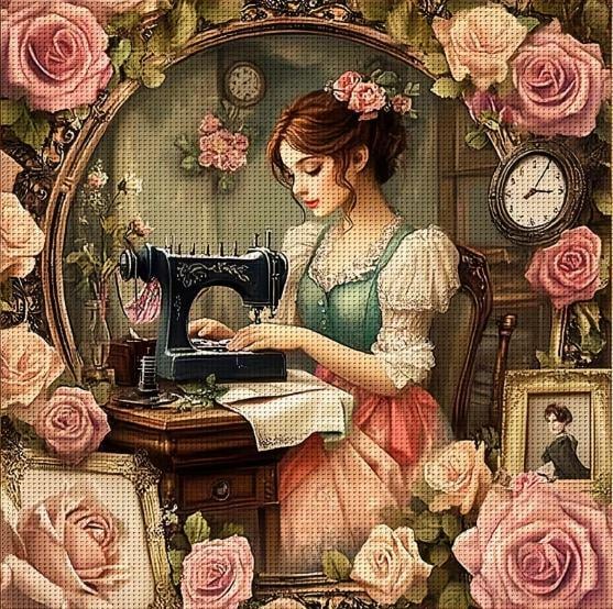 Набір для вишивання хрестиком JOZYSH Дівчина перед швейною машинкою 14CT канва Аїду 30x40 см (2901280152) Набір для вишивання хрестиком JOZYSH Дівчина перед швейною машинкою 14CT канва Аїду 30x40 см (2901280152)