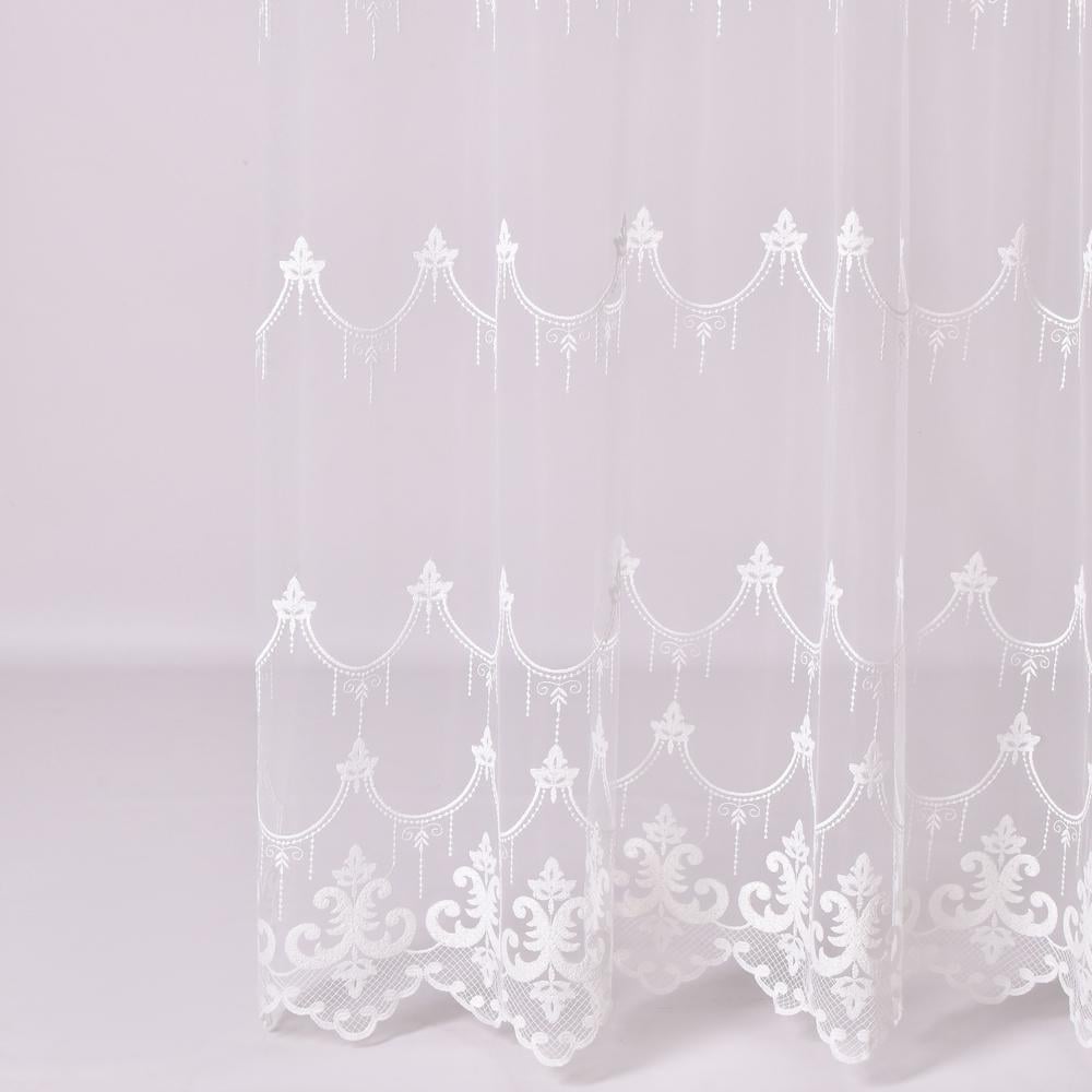 Ткань тюль сетка Лилия V-ekru с вышивкой (25715)