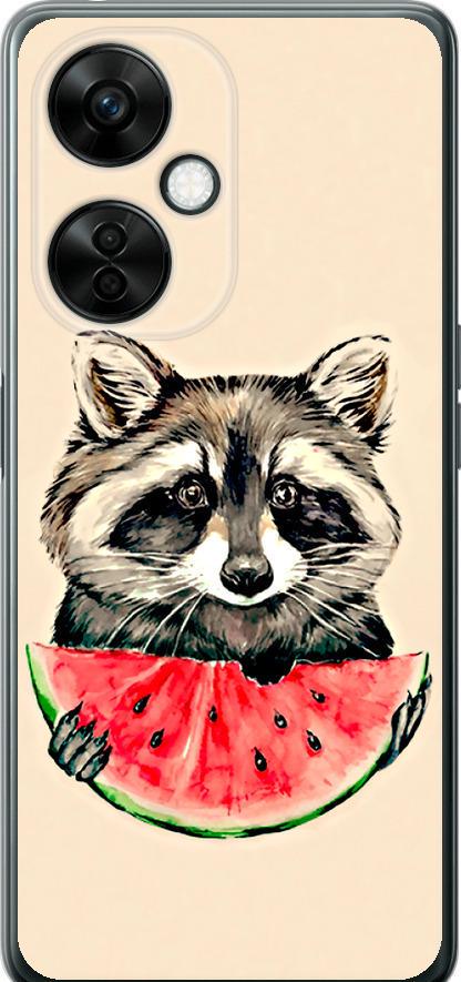 Чехол на OnePlus Nord CE 3 Lite 5G Енотик с арбузом (4605u-3144-42517) Чехол на OnePlus Nord CE 3 Lite 5G Енотик с арбузом (4605u-3144-42517)