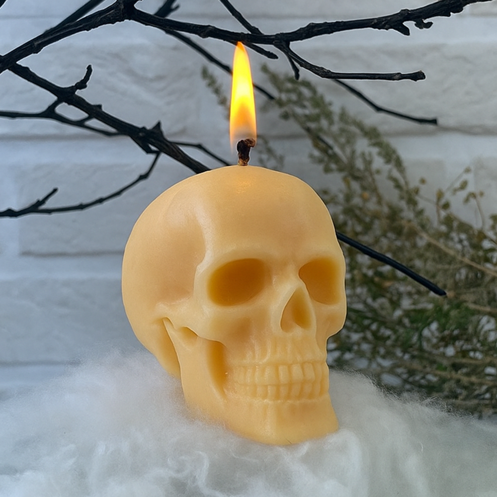 Свеча декоративная Череп 8x7,5 см Оранжевый (29436988)