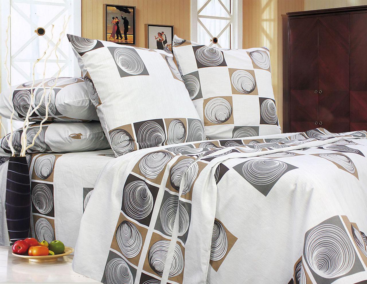 Простынь Т0666 145х214 см Белый/Коричневый (140258)