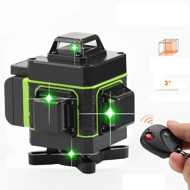 Рівень лазерний Hilda 4D Basic 4x360° з зарядом акумулятора на 16 ліній Зелений промінь (2078) - фото 3