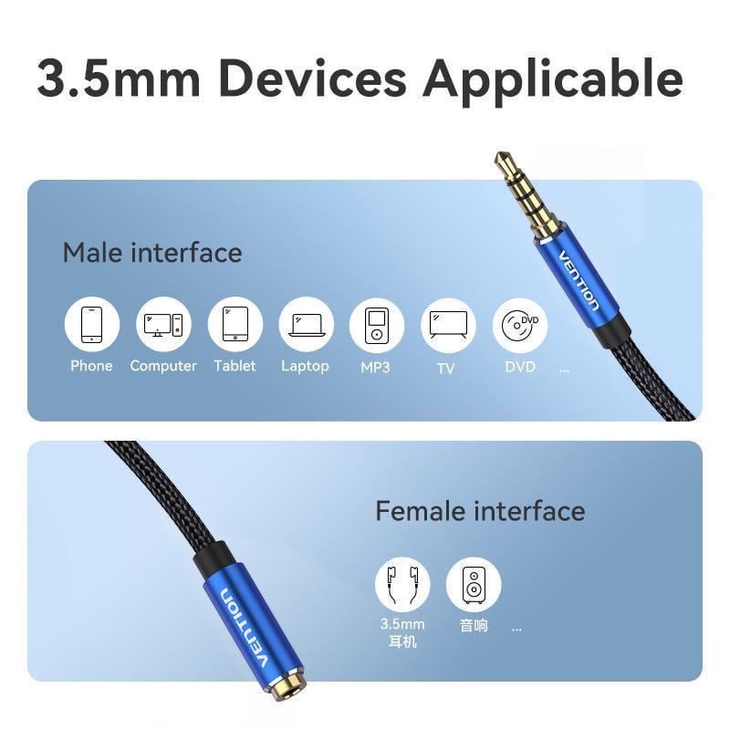 Кабель Vention 3.5 мм minijack-3.5 мм minijack стерео AUX 4-пиновый TRRS 3 м Черный (BHCLI) - фото 12 Кабель Vention 3.5 мм minijack-3.5 мм minijack стерео AUX 4-пиновый TRRS 3 м Черный (BHCLI) - фото 12