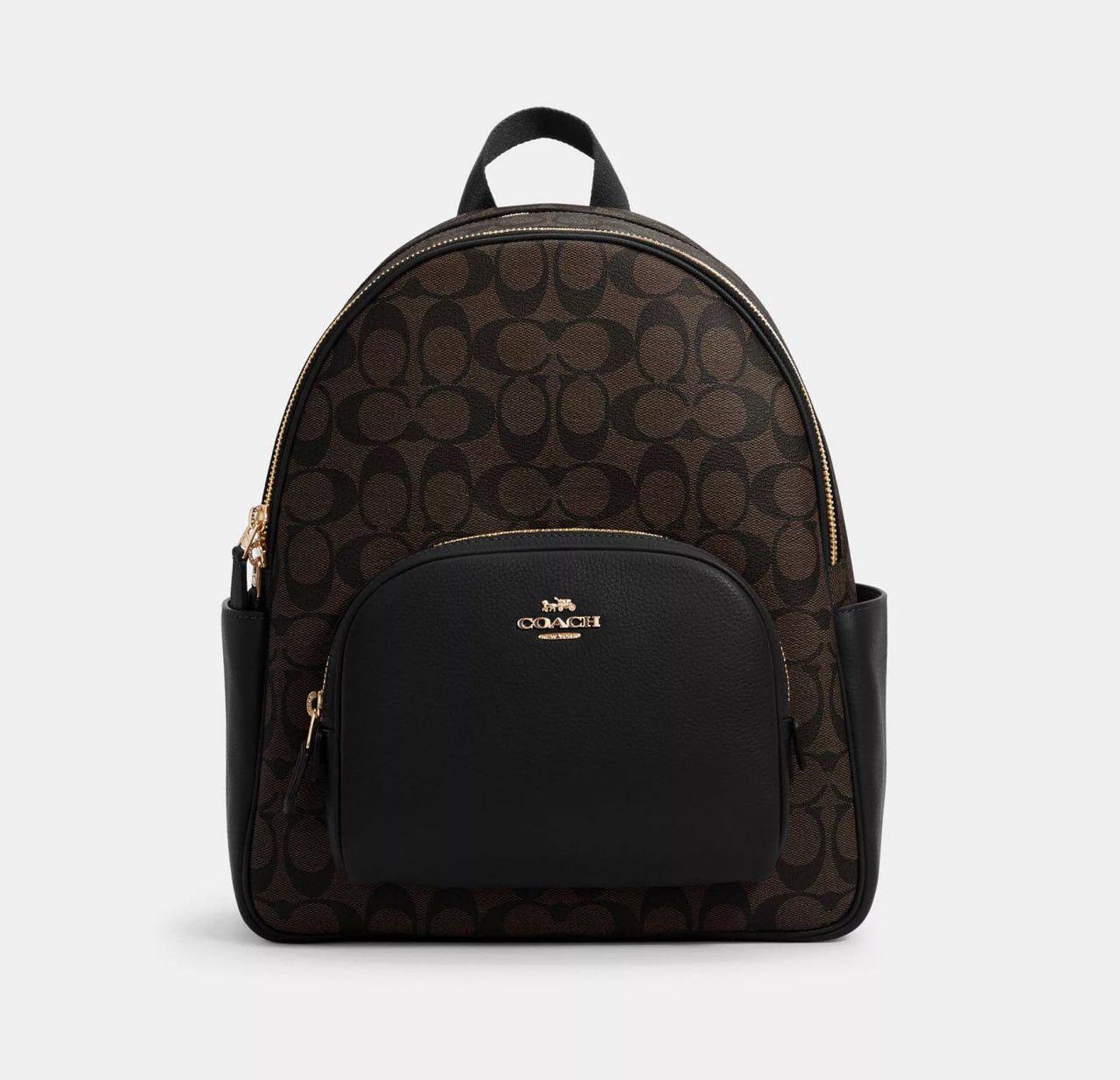 Женский кожаный рюкзак Coach Court Backpack Brown Black (ESu121) Женский кожаный рюкзак Coach Court Backpack Brown Black (ESu121)