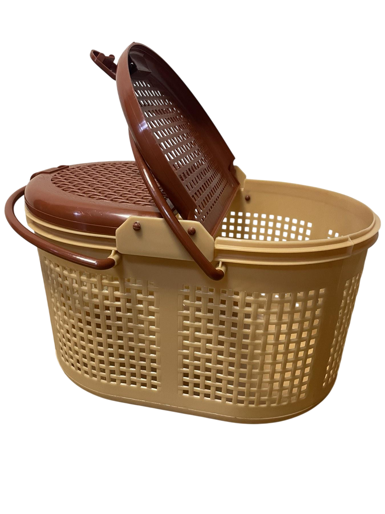 Корзина для пикника из пищевого пластика 26х32х45 см Бежево-коричневый (34174633)