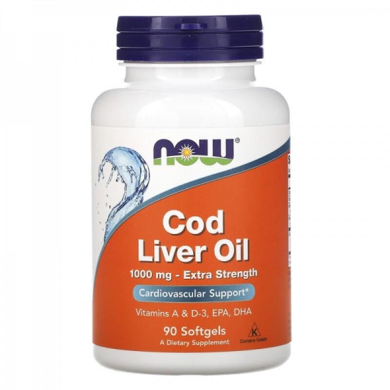 Риб'ячий жир з печінки тріски Now Foods Cod Liver Oil 1000 мг 90 капс. (NOW-01743) - фото 1