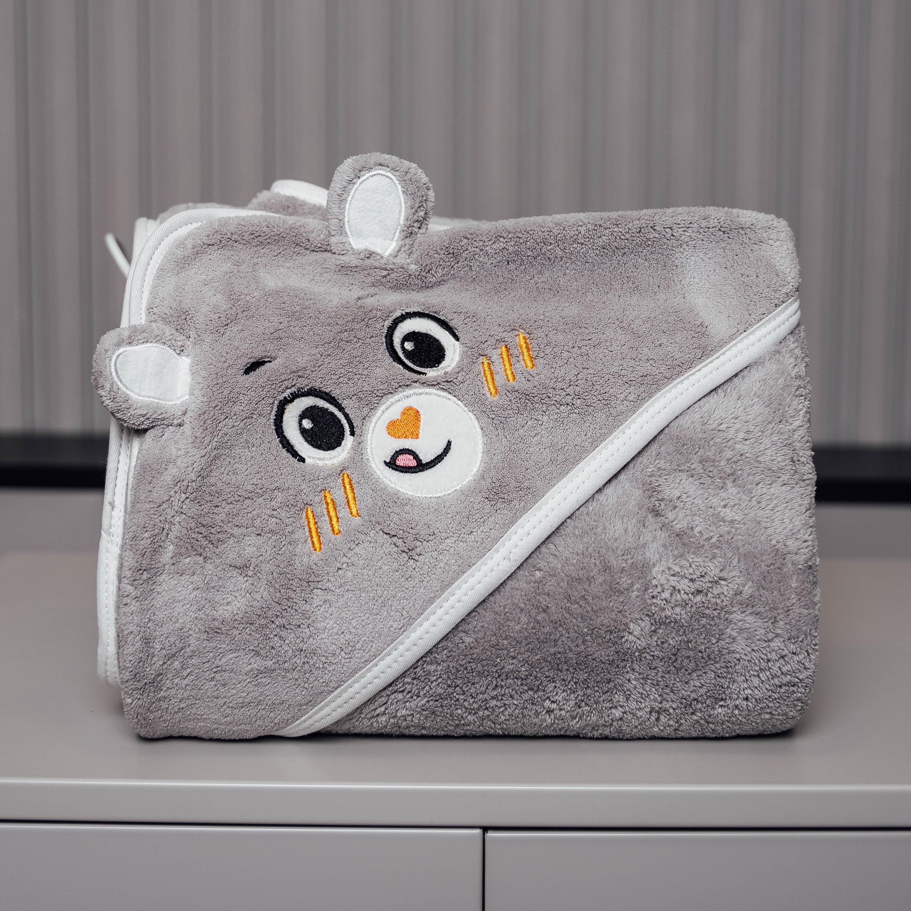 Детское полотенце зверьки 100х140 см Серый (88137)