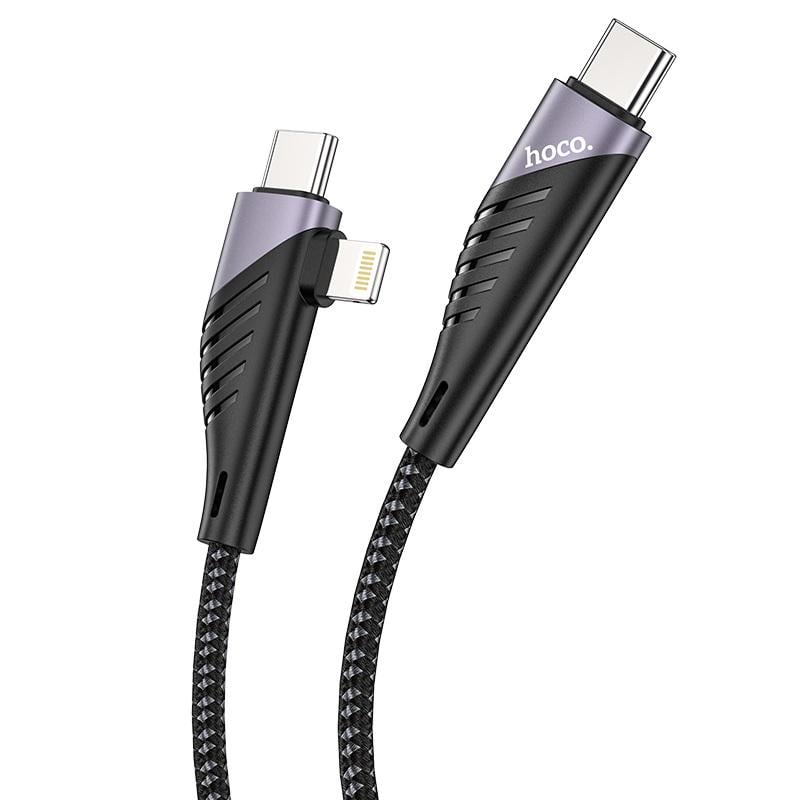 Кабель Hoco Combo 2в1 Type-C to Type-C/Lightning Freeway PD charging data cable U95 1,2 м (535d643a)