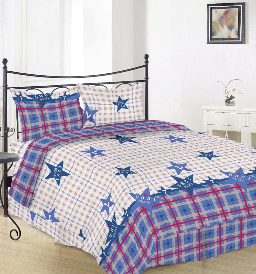 Простынь на резинке Вилена Голд бязь 180х200/25 см Синий/Бежевый