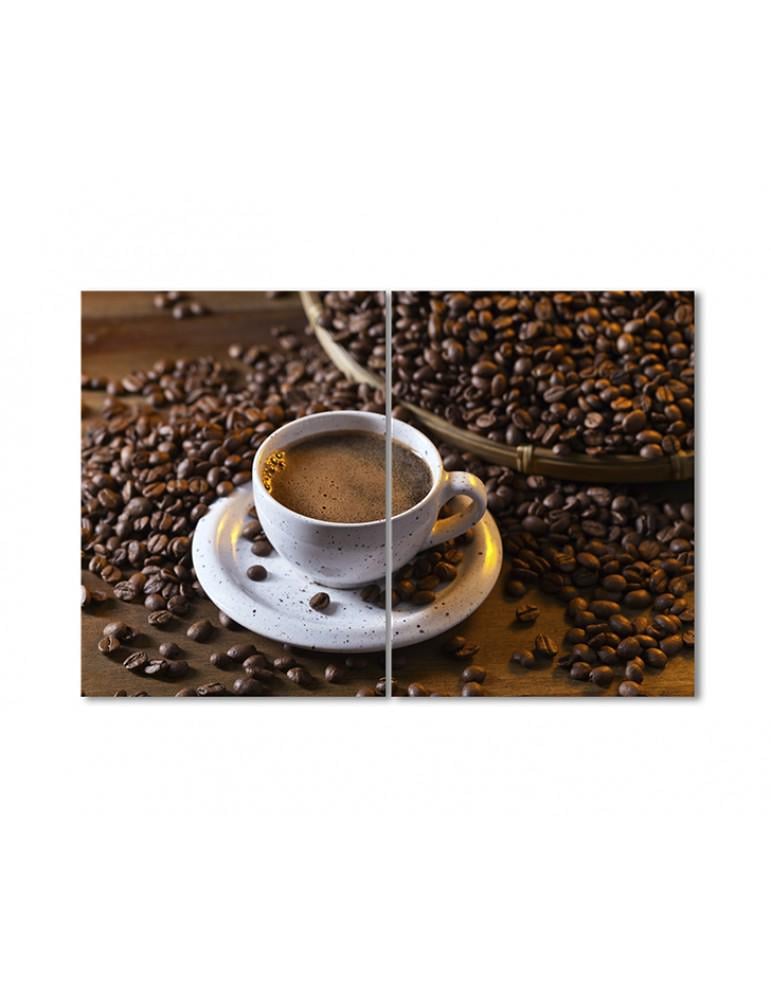 Картина модульная Сначала было кофе 2 модуля 70x105 см