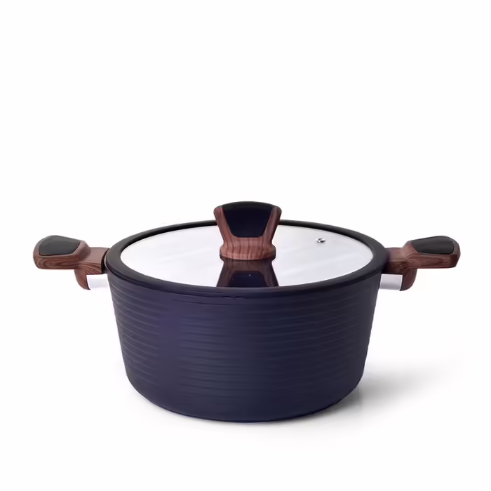 Каструля Fissman зі скляною кришкою DIAMOND GREY 24 см Чорний