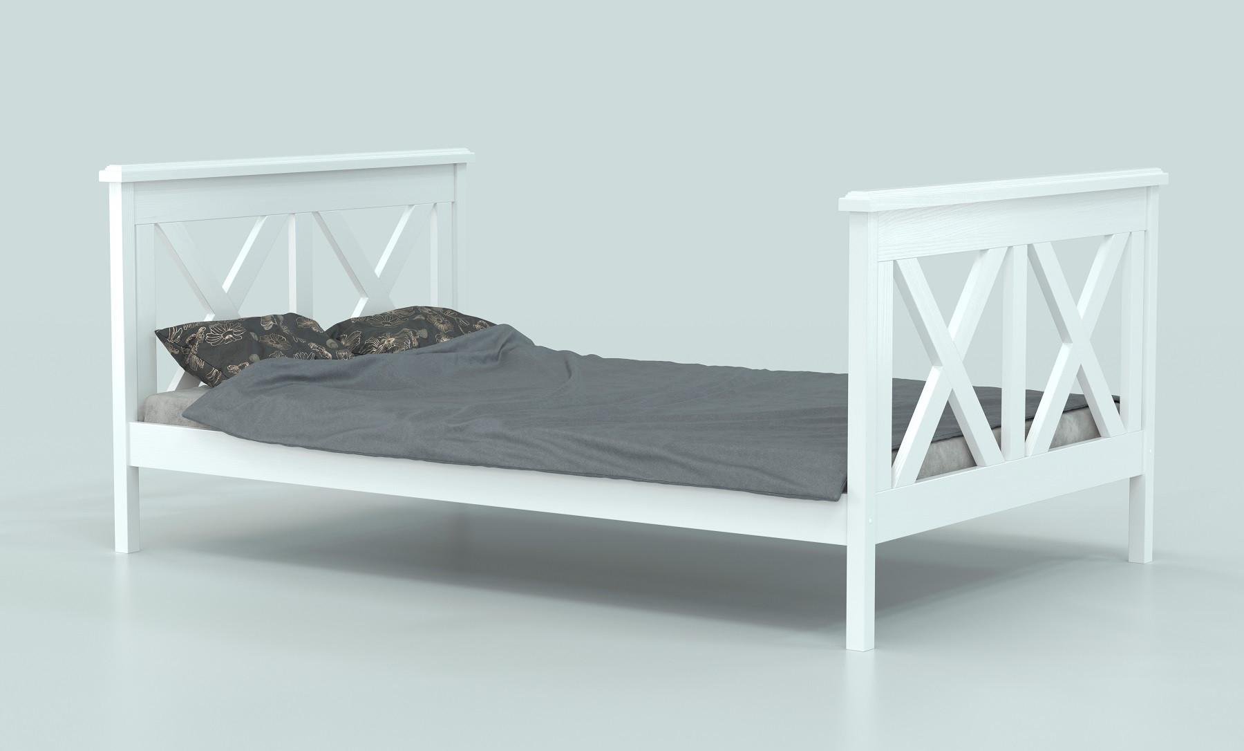 Кровать полуторная Luna Моник из натурального дерева 140х200 см Белый (43954)