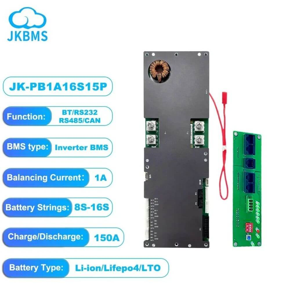 Контроллер JK BMS PB1A16S15P ток 150A на 8S-16S балансировка 1A для Pylon/Deye/Victron/Must/Growatt/Axioma/GoodWe - фото 2