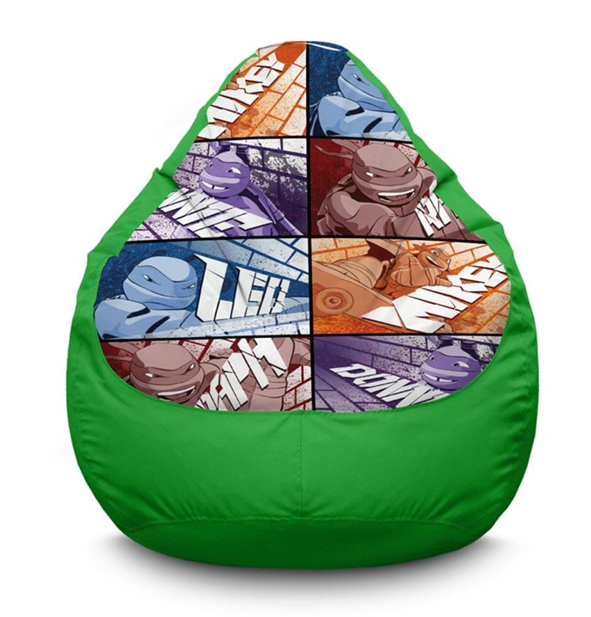 Кресло мешок iPuff Ninja Turtles Comics modern Оксфорд XXXL 100х135 см Зеленый