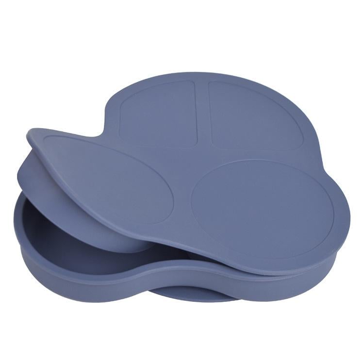 Тарелка силиконовая секционная на присоске Машинка Синий