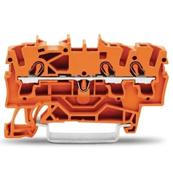Клема швидкого монтажу WAGO 3-провідний прохідний клемник на DIN-рейку Помаранчевий (28682509)