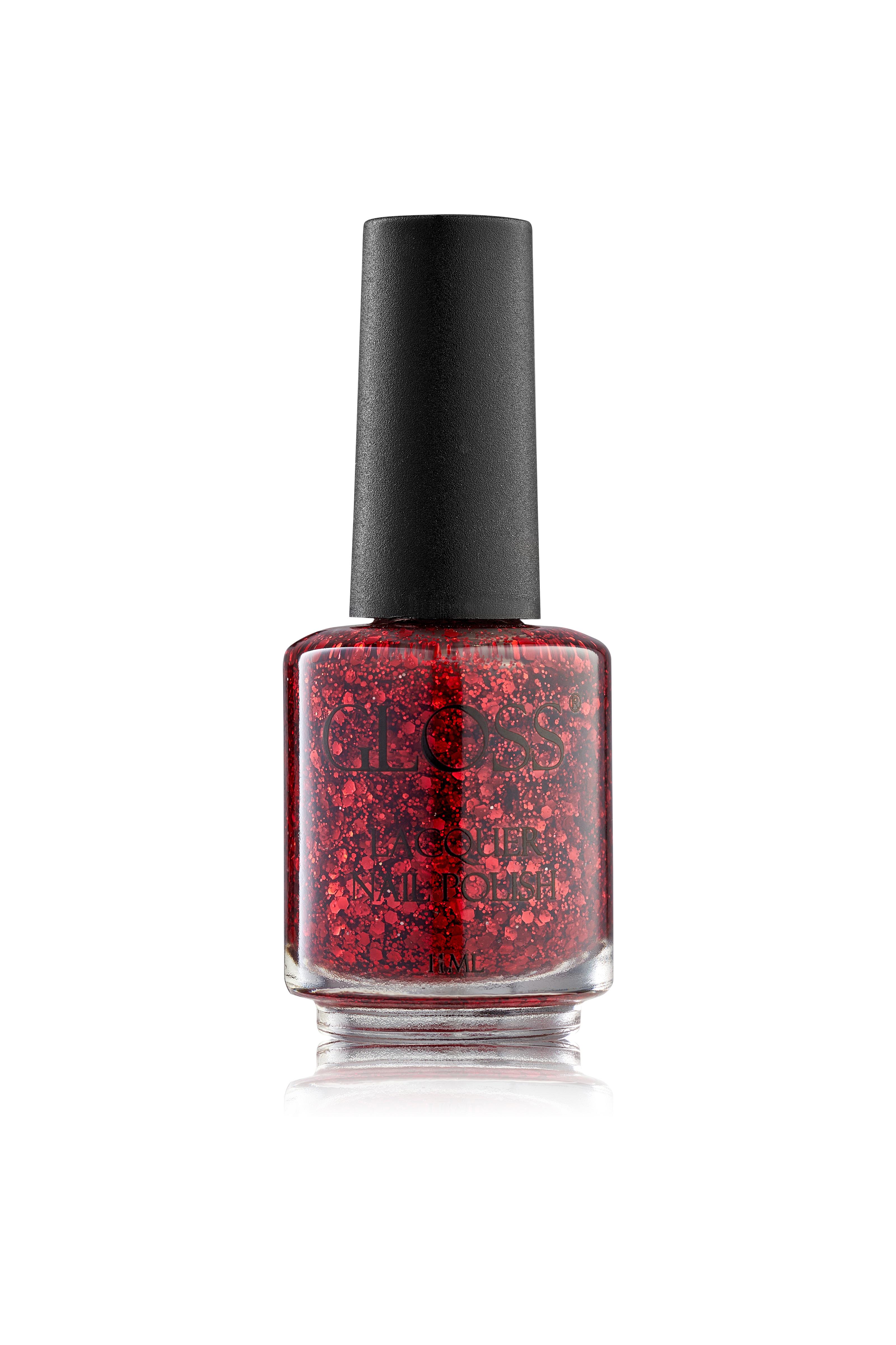 Лак для нігтів GLOSS company Lacquer Nail Polish 11 мл червоний шимер та блискітки №009 (273518)