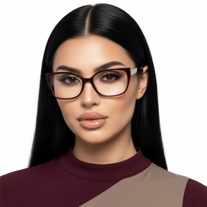 Очки женские с прочной пластиковой оправой и прозрачными линзами для чтения плюс и минус С2 +5.5 (8002) Очки женские с прочной пластиковой оправой и прозрачными линзами для чтения плюс и минус С2 +5.5 (8002)