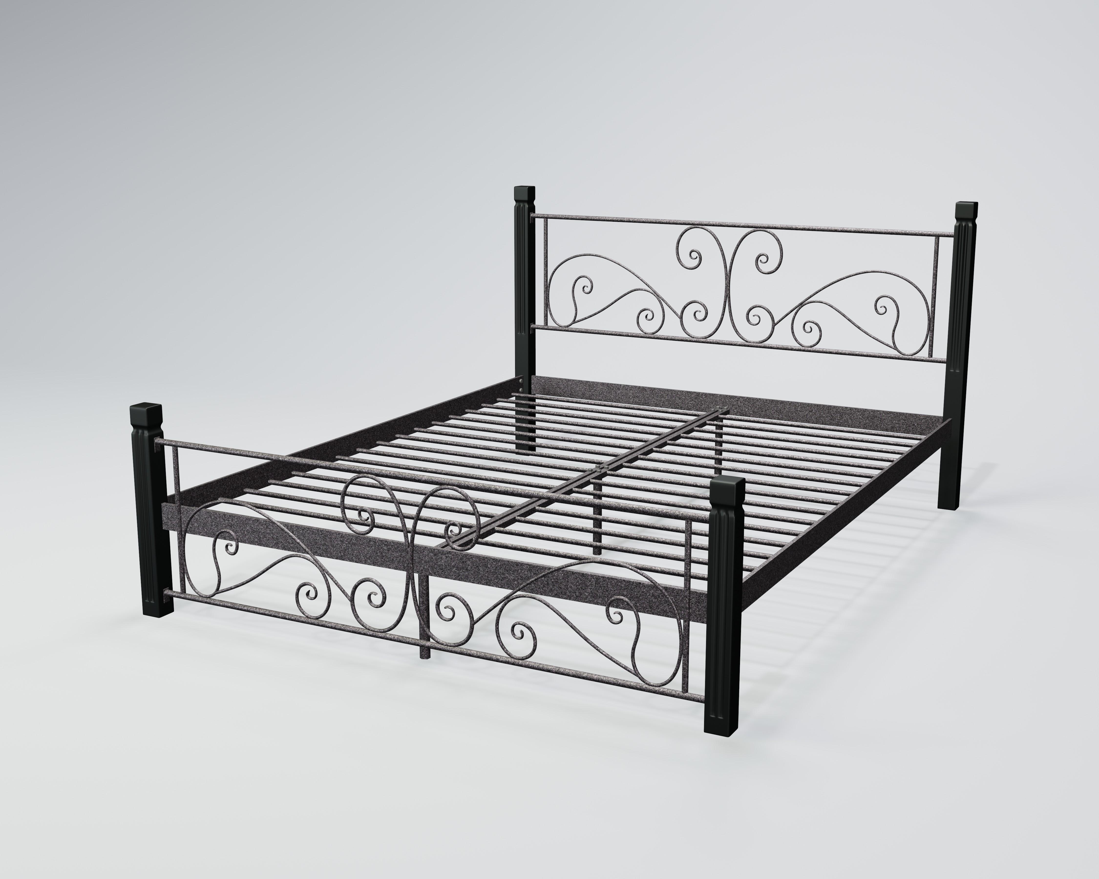 Кровать металлическая Нарцисс 160x200 см Черный/Серебряный