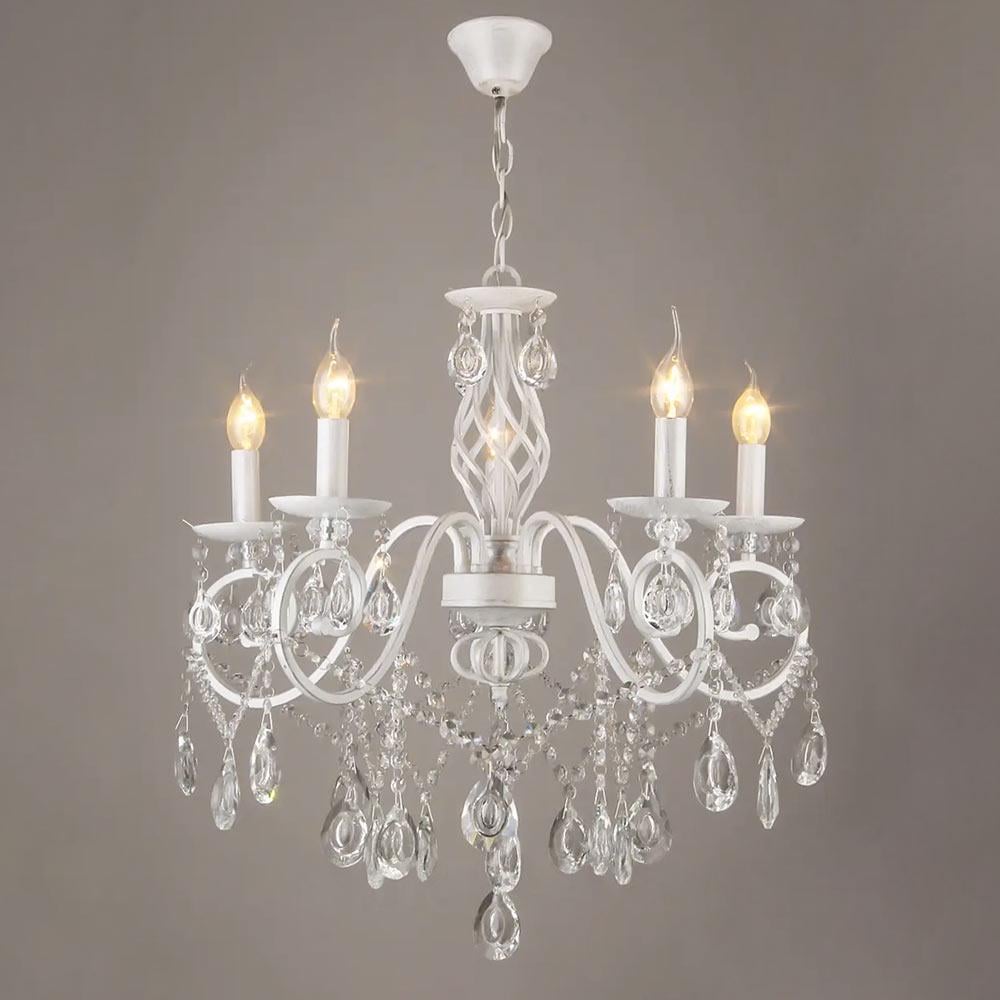 Люстра підвісна класична свічки Light House SR-18525/5 WCH 600х800 мм E14 Білий