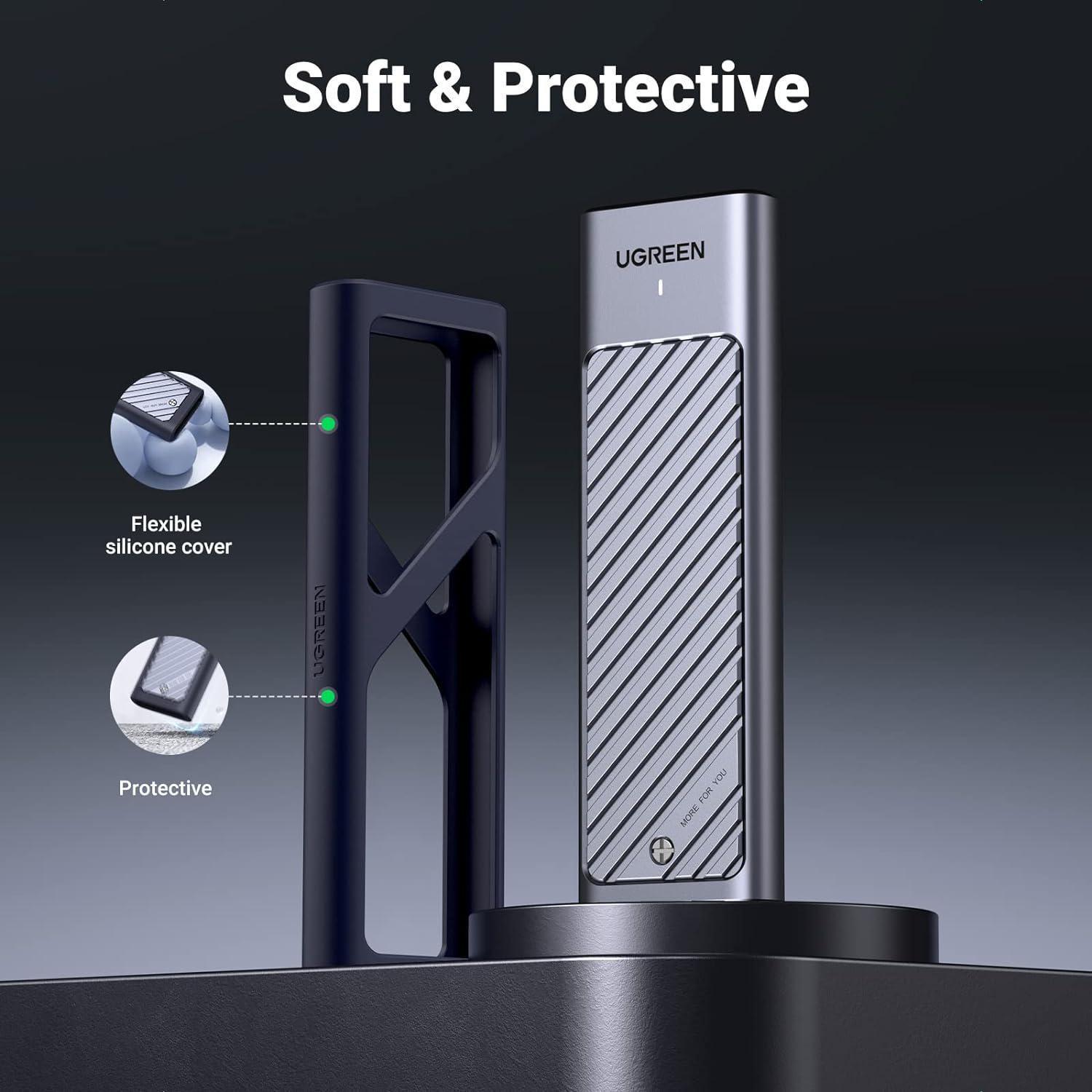 Корпус UGREEN для M.2 NVME та SATA SSD дисків 10 Гбіт/с з кабелями M та B&M 2280/2230/ 2242/2260 для PCI-e та NGFF Сріблястий (90408) - фото 7