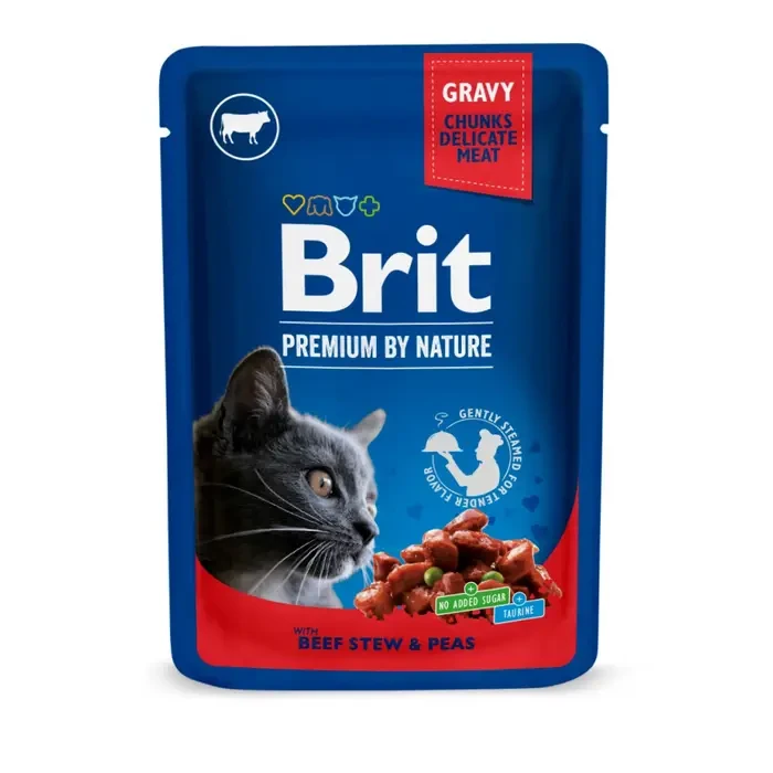 Вологий корм для котів Brit Premium Cat Beef Stew&Peas pouch 100 г (100270 /505982)