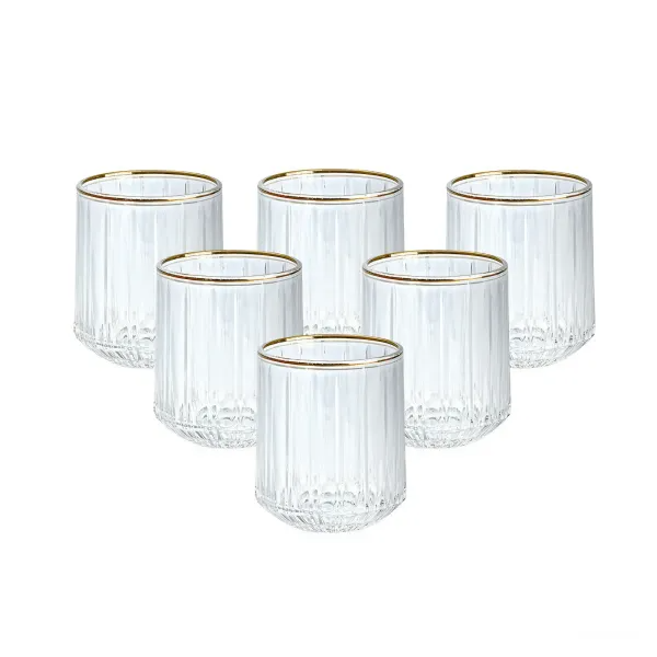 Набір склянок Lirmartur фігурних 6 шт. по 315 мл із декором Прозорий/Золотий