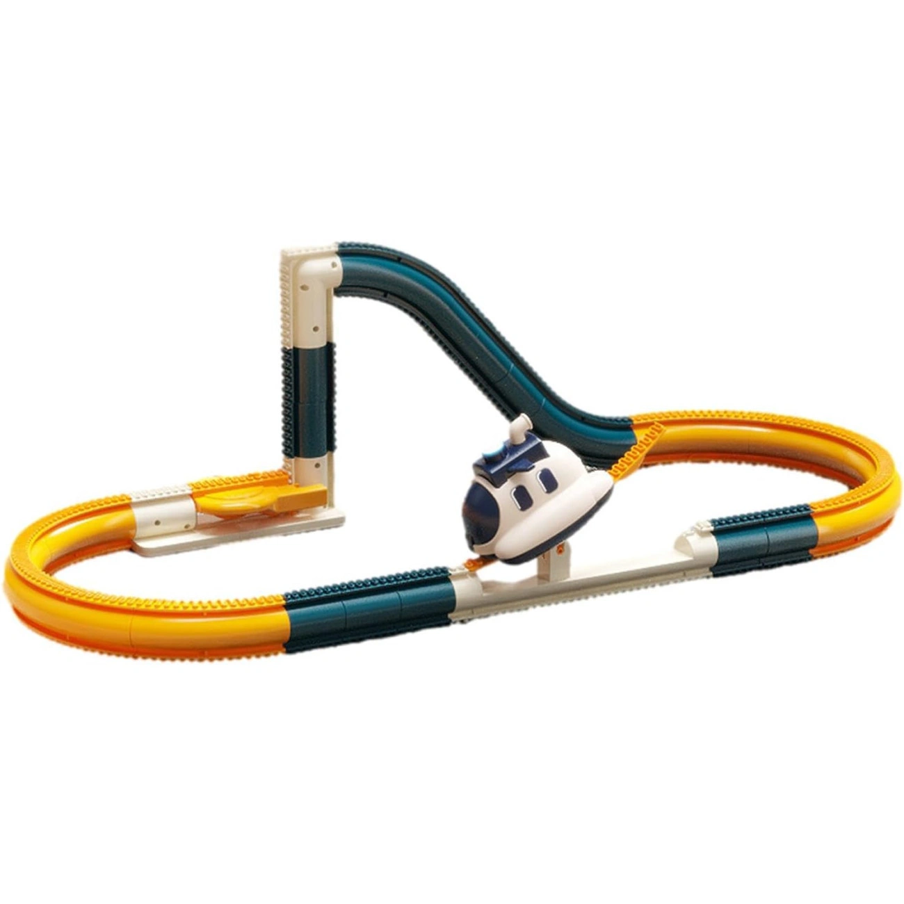 Железная дорога детская космическая паровоз с дымом/подъемником и трамплином (V04)