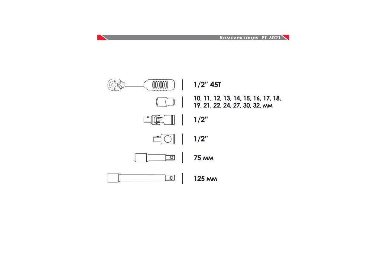 Набір інструменту Intertool SemiPRO ET-6021SP 1/2" 21 од. (18310024) - фото 5