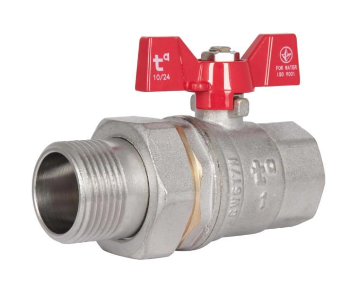 Кран шаровой с американкой Thermo Alliance Standart 1" ВЗ прямой PN40 бабочка (SD220W25)
