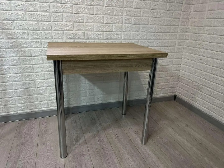 Стіл Оскар розкладний для кухні 60х80х80х120х75 см Дуб сонома/Трюфель/Хром
